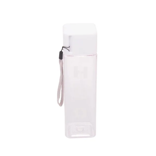 Garrafa Squeeze Quadrada de Poliestireno Translúcida Branca 450 ml - Lyor