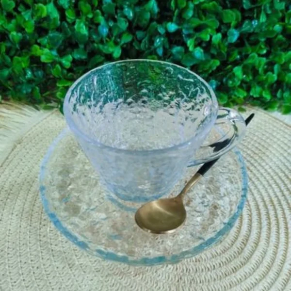 Xícara de Chá de Cristal Martelado c/ Pires Petra 180ml - Lyor