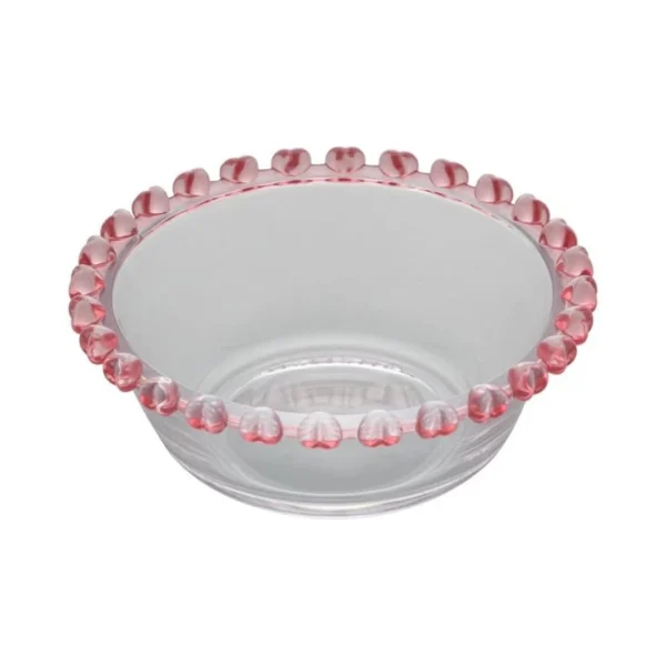 Bowl de Cristal Coração Borda Rosa 11,5x4,5cm