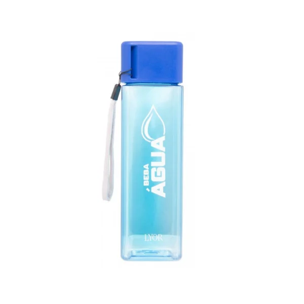 Garrafa Squeeze Quadrada de Poliestireno Translúcida Azul 450 ml - Lyor