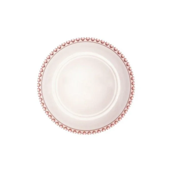 Prato Raso de Cristal Coração Borda Rosa 28cm