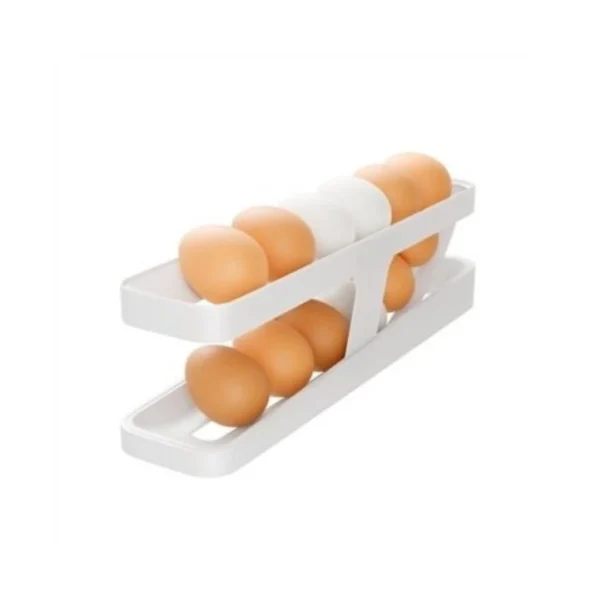 Porta Ovos com Rolamento Automático em Plástico Branco - Lyor