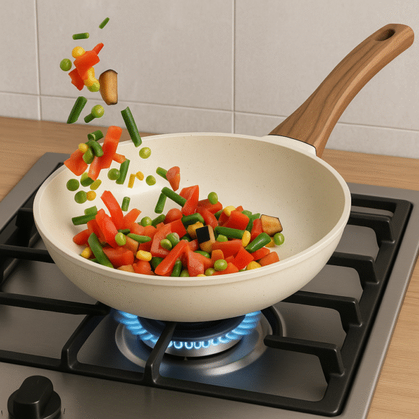 Frigideira 24cm revestimento cerâmico creme granito Quality House